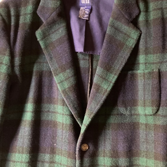 The Gap men glen plaid green navy black wool jacket - Picture 4 of 11